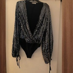 Zara silver bodysuit